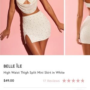 Oh Polly BELLE ÎLE
High Waist Thigh Split Mini Skirt in White